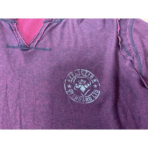 Affliction Shirt Mens Size XL Maroon Reversible Distressed Long Sleeve Shirt - Picture 2 of 10